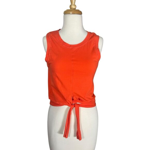 J. Dow Fitness Women's Sz S Orange Sleeveless Wrap Crop Activewear Top - Picture 2 of 5